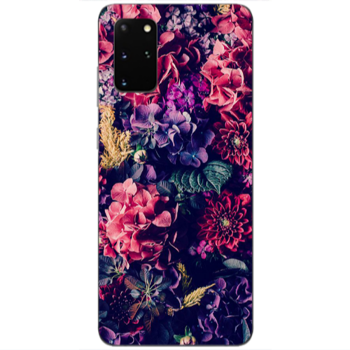 Samsung S20 Plus Purple and pink flowers Transparent Silicone TPU Θήκη