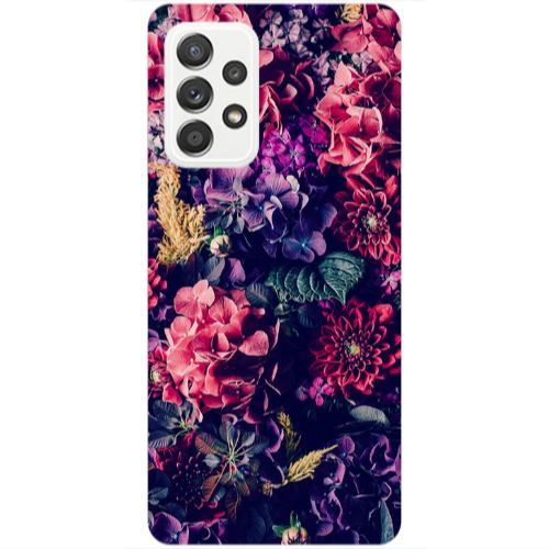 Samsung A53 Purple and pink flowers Transparent Silicone TPU Θήκη