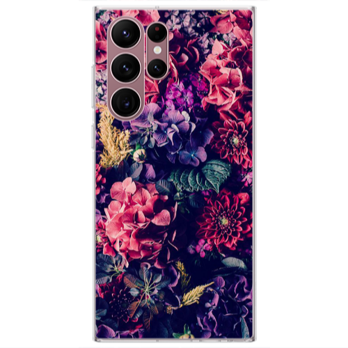 Samsung S22 Ultra Purple and pink flowers Transparent Silicone TPU Θήκη