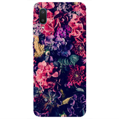 Samsung A02 Purple and pink flowers Transparent Silicone TPU Θήκη