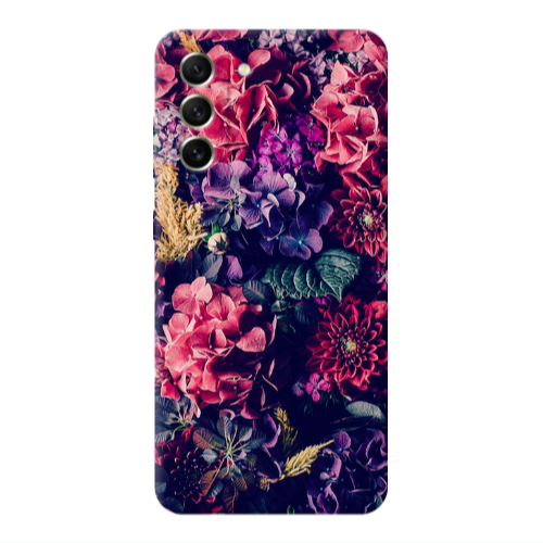 Samsung S21 PLUS Purple and pink flowers Transparent Silicone TPU Θήκη