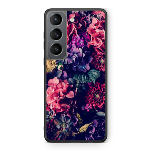 Samsung S21 PLUS Purple and pink flowers Black Glossy Θήκη