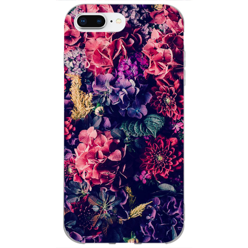 Apple iPhone 7 Plus Purple and pink flowers Transparent Silicone TPU Θήκη