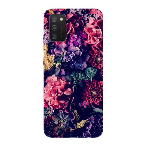 Samsung A03S Purple and pink flowers Transparent Silicone TPU Θήκη