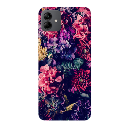 Samsung A04 Purple and pink flowers Transparent Silicone TPU Θήκη