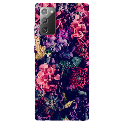 Samsung Note 20 Purple and pink flowers Transparent Silicone TPU Θήκη