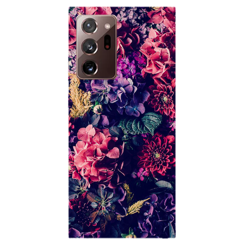Samsung Note 20 Plus Purple and pink flowers Transparent Silicone TPU Θήκη