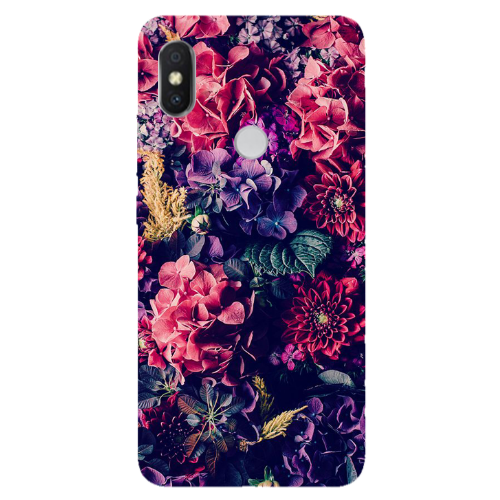 Xiaomi Redmi S2 Purple and pink flowers Transparent Silicone TPU Θήκη