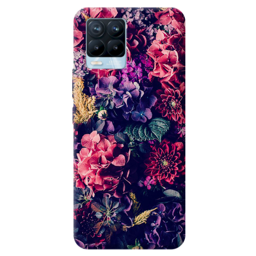 Realme 8 Pro Purple and pink flowers Transparent Silicone TPU Θήκη