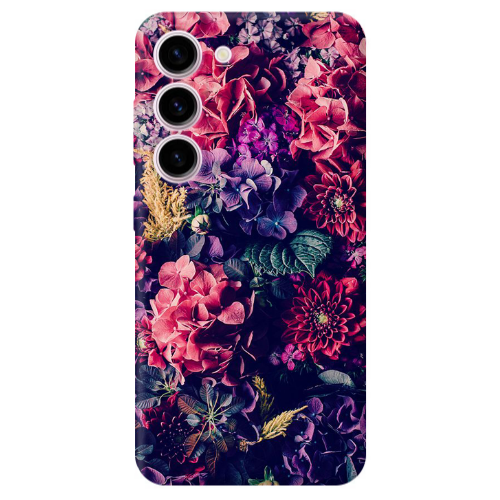 Samsung S23 Purple and pink flowers Transparent Silicone TPU Θήκη