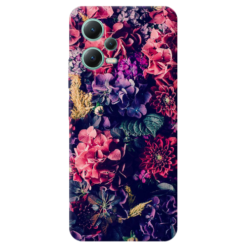 Xiaomi Redmi Note 12 Pro 5G Purple and pink flowers Transparent Silicone TPU Θήκη