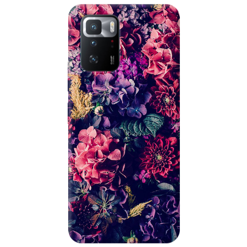 Xiaomi Poco X3 GT Purple and pink flowers Transparent Silicone TPU Θήκη