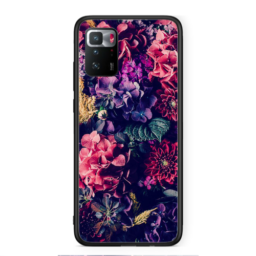 Xiaomi Poco X3 GT Purple and pink flowers Black Glossy Θήκη