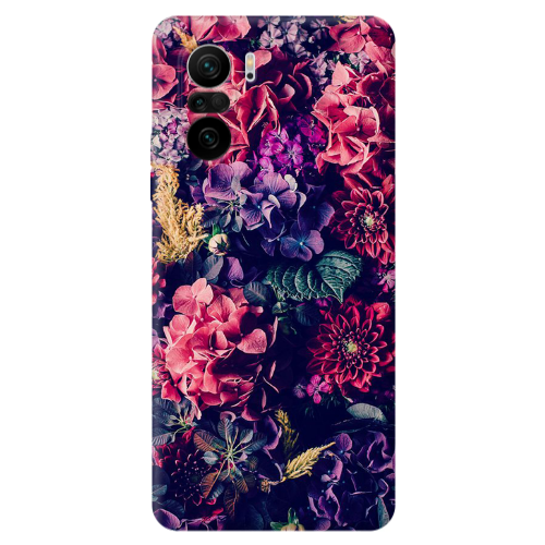 Xiaomi Poco F3 Purple and pink flowers Transparent Silicone TPU Θήκη