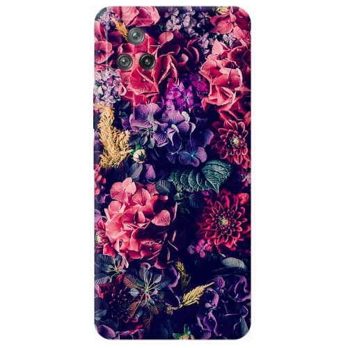 Xiaomi Poco F4 Purple and pink flowers Transparent Silicone TPU Θήκη