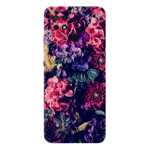 Xiaomi Poco C40 Purple and pink flowers Transparent Silicone TPU Θήκη