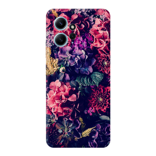 Xiaomi Redmi Note 12 4G Purple and pink flowers Transparent Silicone TPU Θήκη