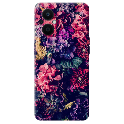Oppo Reno 7 Lite Purple and pink flowers Transparent Silicone TPU Θήκη