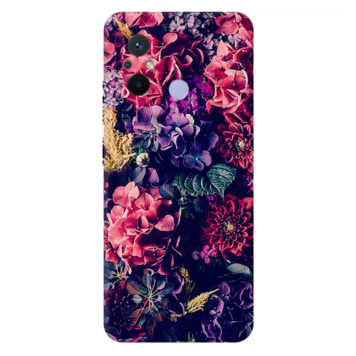 Xiaomi Redmi 12C Purple and pink flowers Transparent Silicone TPU Θήκη