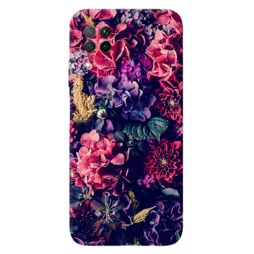Huawei P40 Lite Purple and pink flowers Transparent Silicone TPU Θήκη