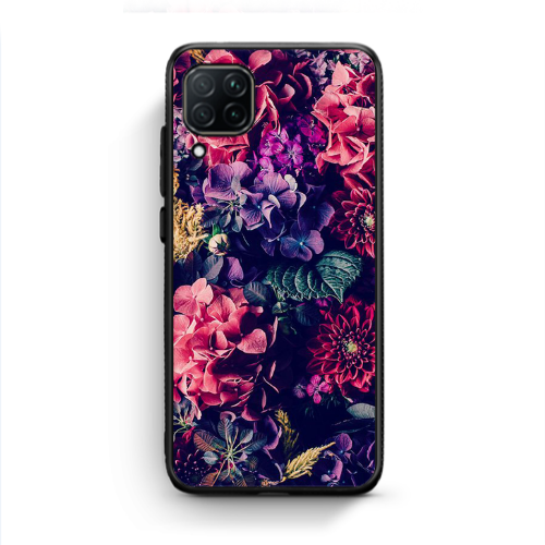 Huawei P40 Lite Purple and pink flowers Black Glossy Θήκη