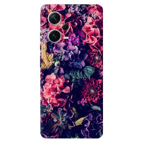 Xiaomi Redmi Note 12 5G Purple and pink flowers Transparent Silicone TPU Θήκη