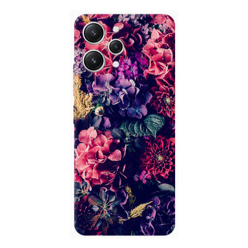 Xiaomi Redmi 12 Purple and pink flowers Transparent Silicone TPU Θήκη