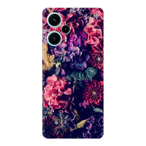 Xiaomi Poco F5 Purple and pink flowers Transparent Silicone TPU Θήκη
