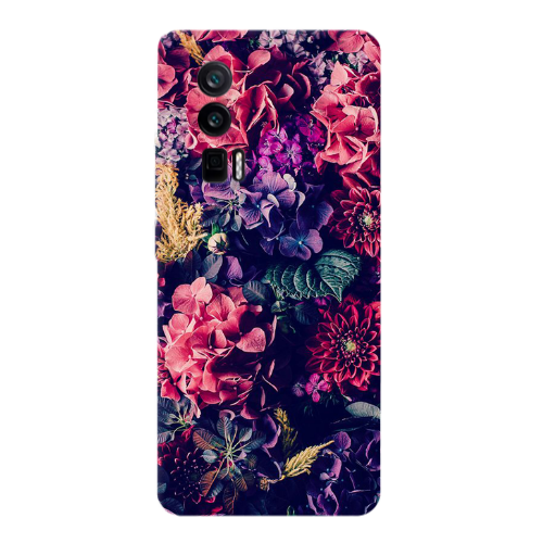Xiaomi Poco F5 Pro Purple and pink flowers Transparent Silicone TPU Θήκη