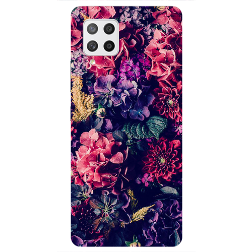 Samsung A42 5G Purple and pink flowers Transparent Silicone TPU Θήκη