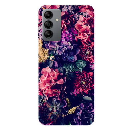Samsung A13 5G Purple and pink flowers Transparent Silicone TPU Θήκη