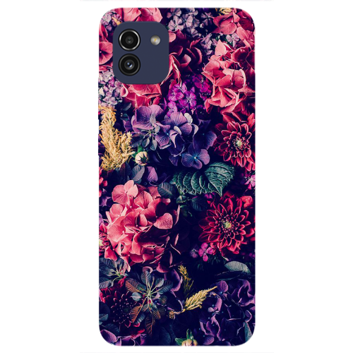 Samsung A03 Purple and pink flowers Transparent Silicone TPU Θήκη