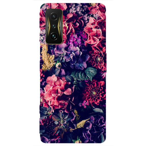 Xiaomi Poco F4 Gt Purple and pink flowers Transparent Silicone TPU Θήκη