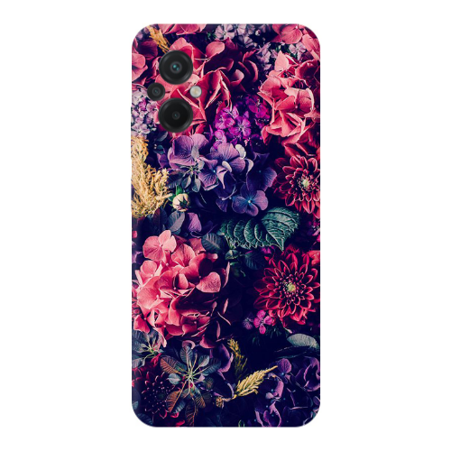 Xiaomi Poco M5 Purple and pink flowers Transparent Silicone TPU Θήκη