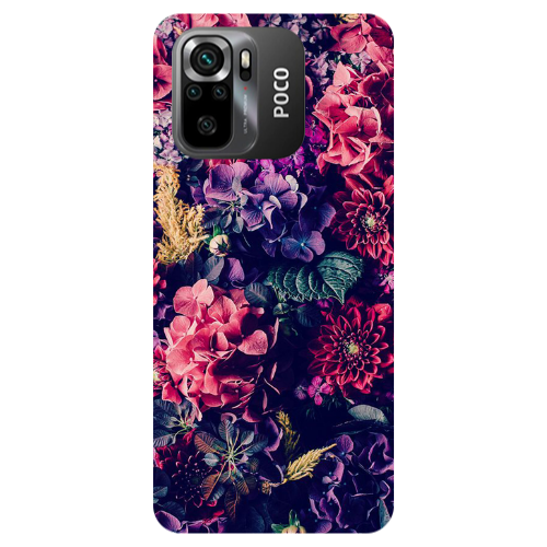 Xiaomi Poco M5 s Purple and pink flowers Transparent Silicone TPU Θήκη