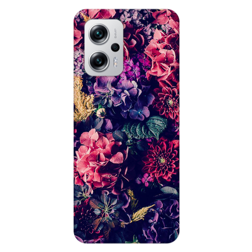 Xiaomi Poco X4 GT Purple and pink flowers Transparent Silicone TPU Θήκη