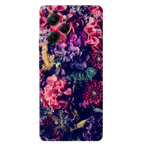 Xiaomi Poco X5 Pro Purple and pink flowers Transparent Silicone TPU Θήκη