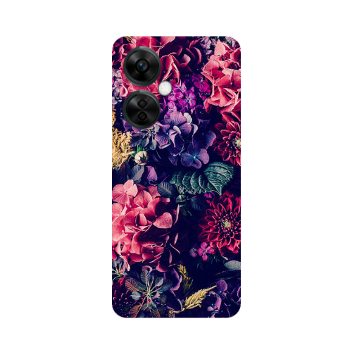 Oneplus Nord CE 3 Lite 5G Purple and pink flowers Transparent Silicone TPU Θήκη