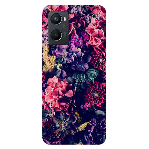 Oppo A 96 Purple and pink flowers Transparent Silicone TPU Θήκη