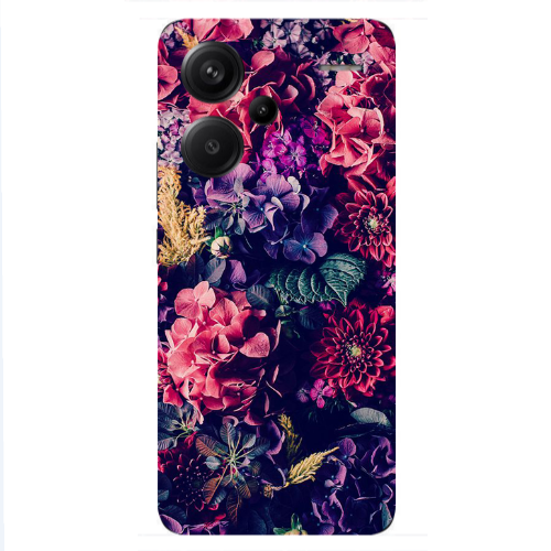 Xiaomi Redmi Note 13 Pro+ 5G  Purple and pink flowers Transparent Silicone TPU Θήκη
