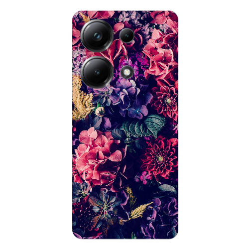 Xiaomi Poco M6 Pro 4G Purple and pink flowers Transparent Silicone TPU Θήκη