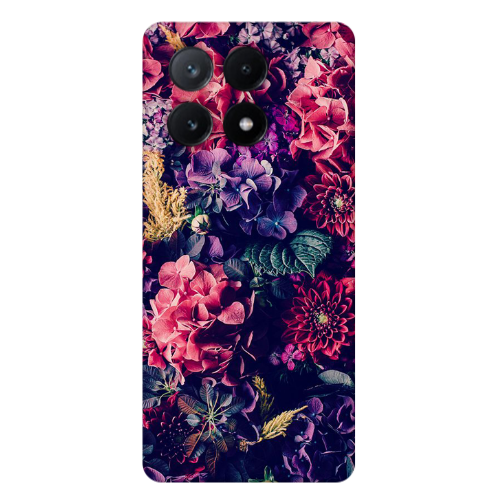 Xiaomi Poco X6Pro 5G Purple and pink flowers Transparent Silicone TPU Θήκη