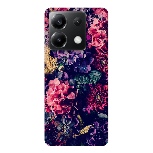 Xiaomi Poco X6 5G Purple and pink flowers Transparent Silicone TPU Θήκη