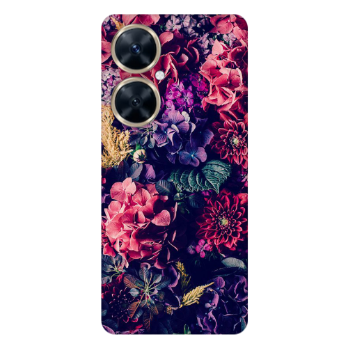 Huawei Nova 11i Purple and pink flowers Transparent Silicone TPU Θήκη