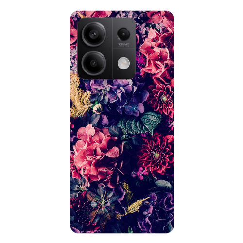 Xiaomi Redmi Note 13Pro 5G Purple and pink flowers Transparent Silicone TPU Θήκη