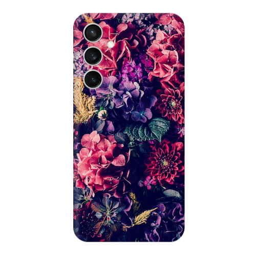 Samsung S24 FE Purple and pink flowers Transparent Silicone TPU Θήκη