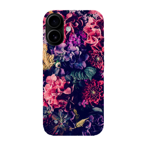 Apple Iphone 16 Purple and pink flowers Transparent Silicone TPU Θήκη