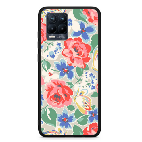 Realme 8  Lady roses Black Glossy Θήκη