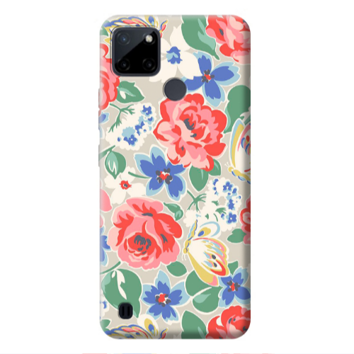 Realme C25Y Lady roses Transparent Silicone TPU Θήκη