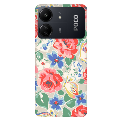 Xiaomi Poco C65 Lady roses Transparent Silicone TPU Θήκη